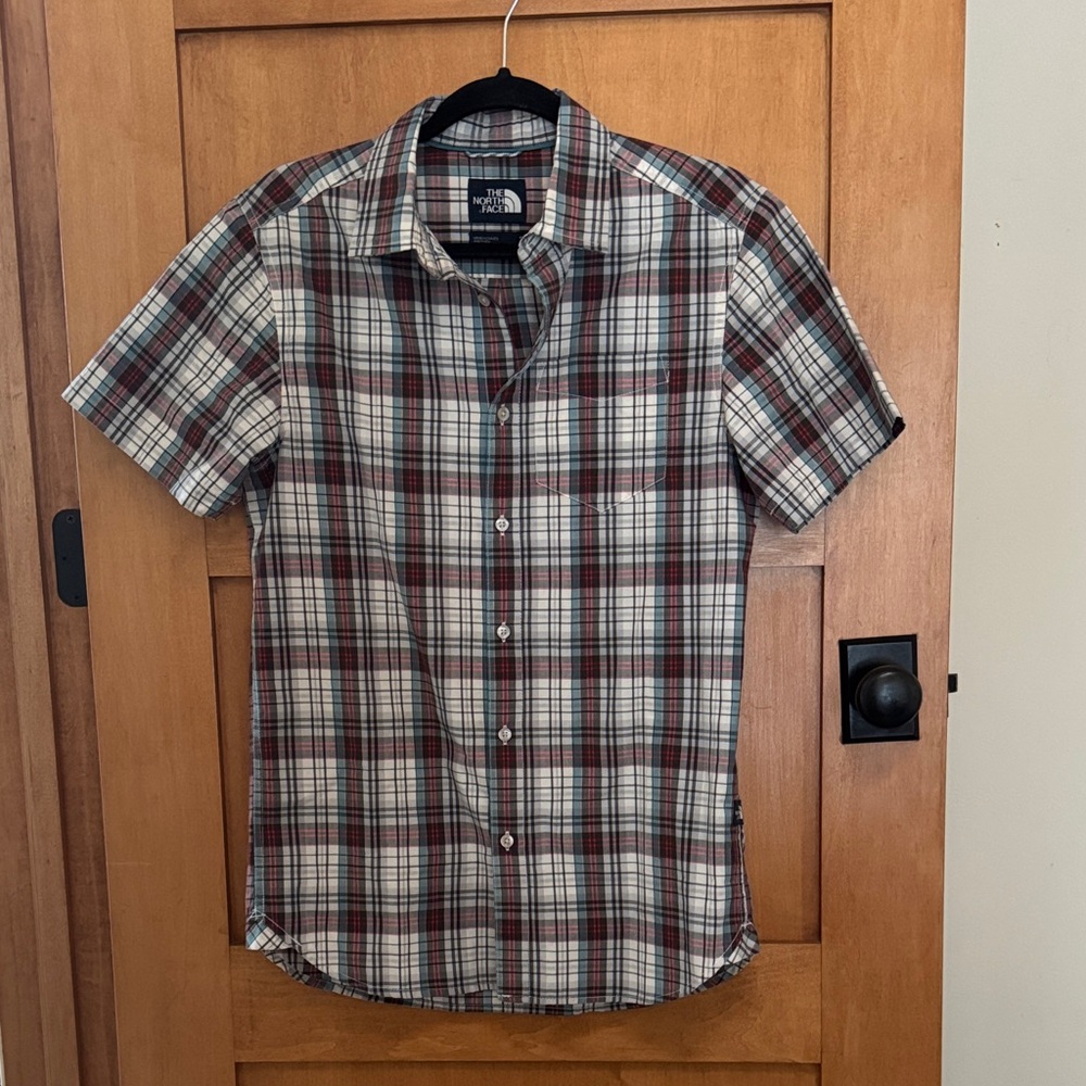 The North Face Men's Casual Plaid Shirt - Red, White, and Black